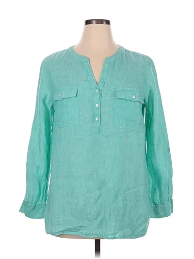 Pre-owned Talbots 3/4 Sleeve Button Down Shirt In Teal