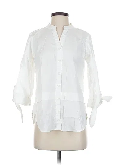 Pre-owned Talbots 3/4 Sleeve Button Down Shirt In White
