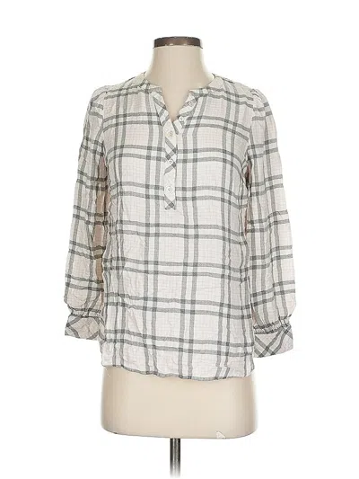 Pre-owned Talbots 3/4 Sleeve Button Down Shirt In White