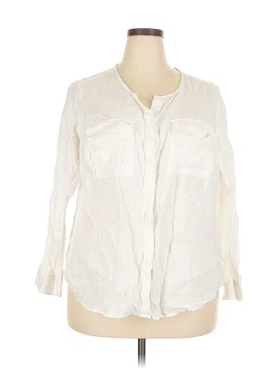 Pre-owned Talbots 3/4 Sleeve Button Down Shirt In White