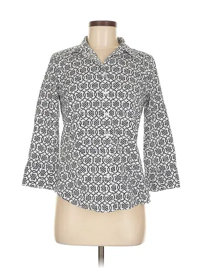 Pre-owned Talbots 3/4 Sleeve Button Down Shirt In White