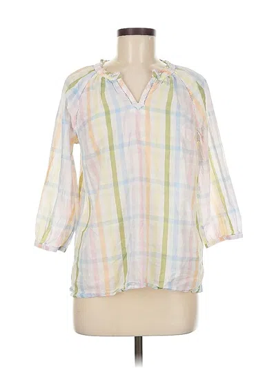 Pre-owned Talbots 3/4 Sleeve Button Down Shirt In White