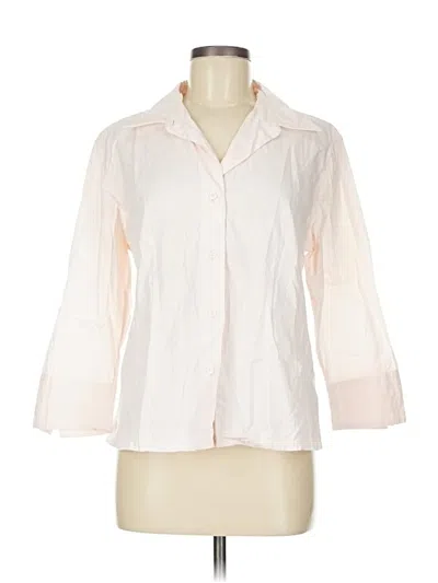 Pre-owned Talbots 3/4 Sleeve Button Down Shirt In White