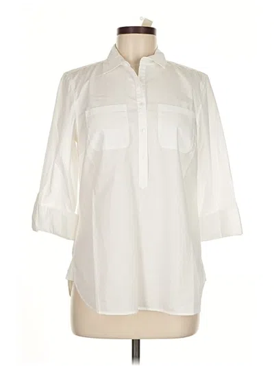 Pre-owned Talbots 3/4 Sleeve Button Down Shirt In White
