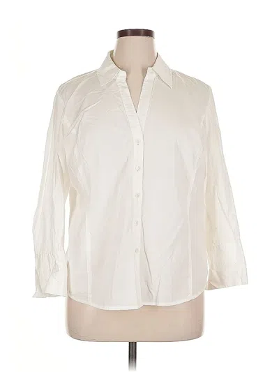 Pre-owned Talbots 3/4 Sleeve Button Down Shirt In White