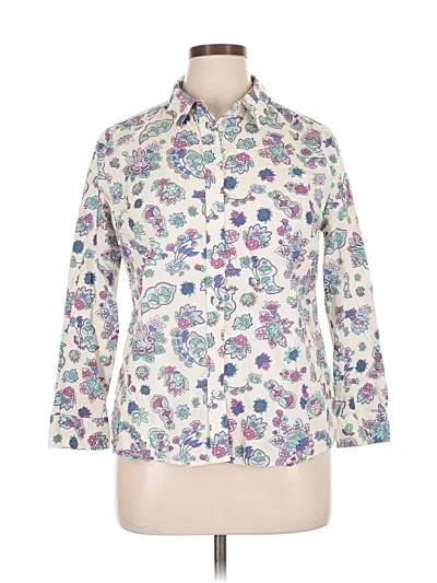 Pre-owned Talbots 3/4 Sleeve Button Down Shirt In White