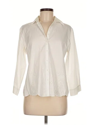 Pre-owned Talbots 3/4 Sleeve Button Down Shirt In White