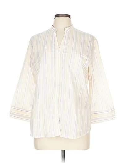 Pre-owned Talbots 3/4 Sleeve Button Down Shirt In White