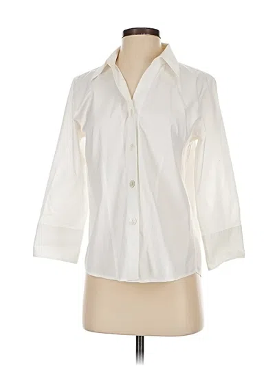 Pre-owned Talbots 3/4 Sleeve Button Down Shirt In White