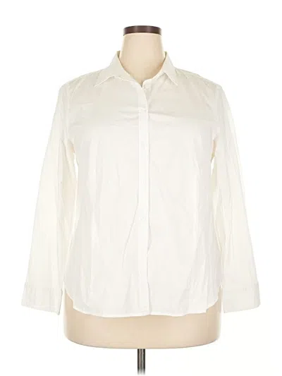 Pre-owned Talbots 3/4 Sleeve Button Down Shirt In White