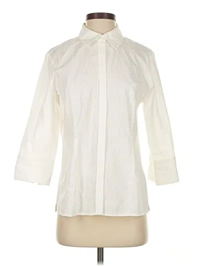 Pre-owned Talbots 3/4 Sleeve Button Down Shirt In White