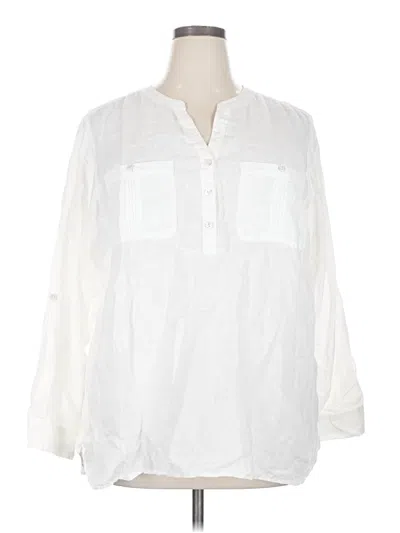 Pre-owned Talbots 3/4 Sleeve Button Down Shirt In White