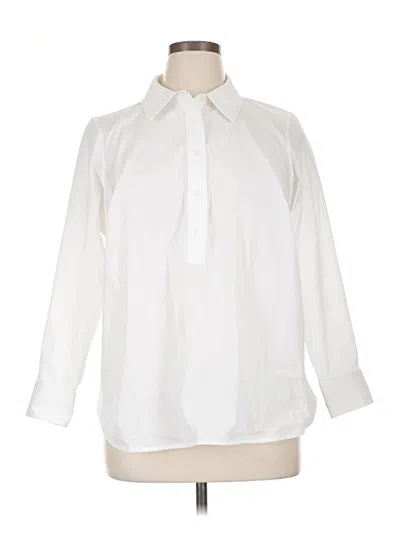 Pre-owned Talbots 3/4 Sleeve Button Down Shirt In White