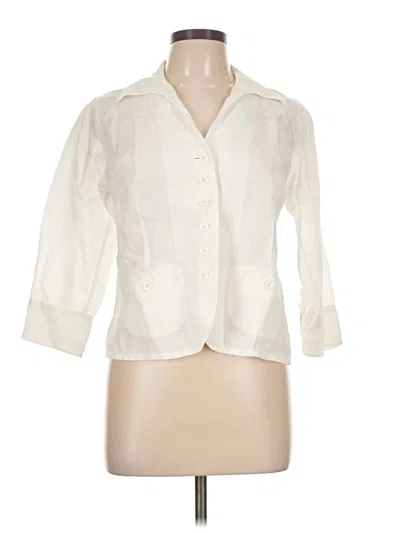 Pre-owned Talbots 3/4 Sleeve Button Down Shirt In White