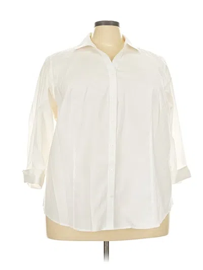 Pre-owned Talbots 3/4 Sleeve Button Down Shirt In White