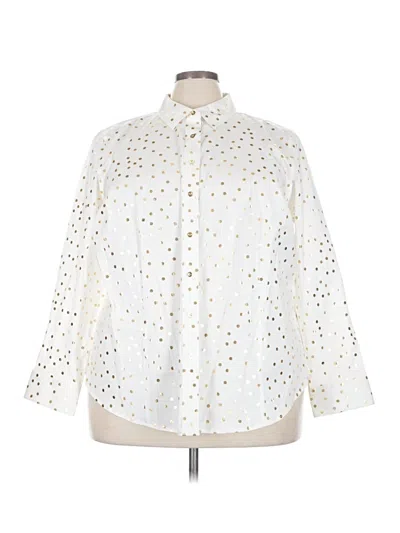 Pre-owned Talbots 3/4 Sleeve Button Down Shirt In White
