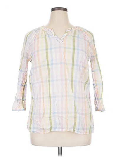 Pre-owned Talbots 3/4 Sleeve Button Down Shirt In White