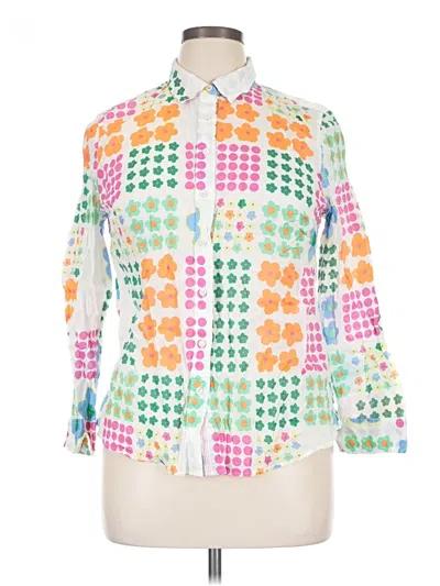 Pre-owned Talbots 3/4 Sleeve Button Down Shirt In White