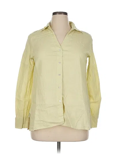 Pre-owned Talbots 3/4 Sleeve Button Down Shirt In Yellow