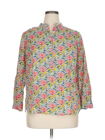 Pre-owned Talbots 3/4 Sleeve Button Down Shirt In Yellow