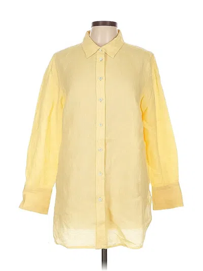 Pre-owned Talbots 3/4 Sleeve Button Down Shirt In Yellow