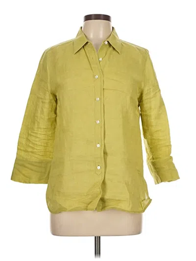 Pre-owned Talbots 3/4 Sleeve Button Down Shirt In Yellow
