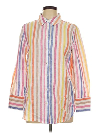 Talbots 3/4 Sleeve Button Down Shirt In Yellow