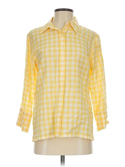 Pre-owned Talbots 3/4 Sleeve Button Down Shirt In Yellow