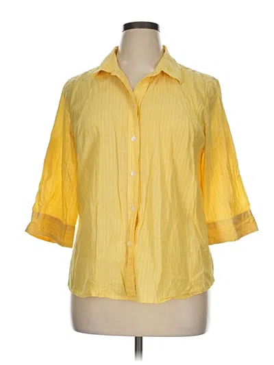 Pre-owned Talbots 3/4 Sleeve Button Down Shirt In Yellow