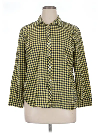Pre-owned Talbots 3/4 Sleeve Button Down Shirt In Yellow