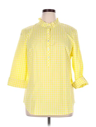 Pre-owned Talbots 3/4 Sleeve Button Down Shirt In Yellow