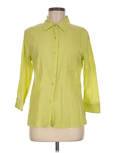 Pre-owned Talbots 3/4 Sleeve Button Down Shirt In Yellow