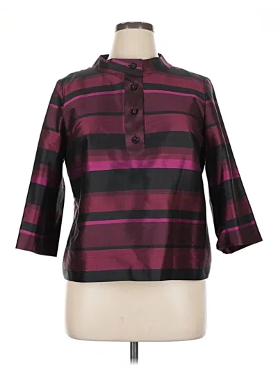 Pre-owned Talbots 3/4 Sleeve Silk Top Burgundy Mock Neckline Tops