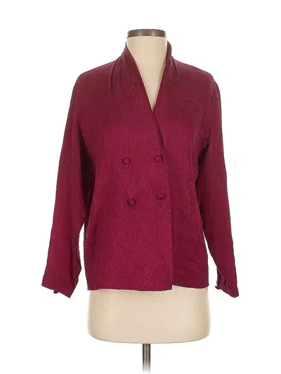 Pre-owned Talbots 3/4 Sleeve Silk Top Burgundy Open Neckline Tops