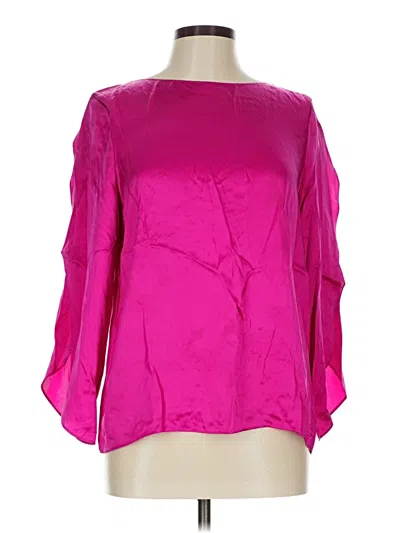 Pre-owned Talbots 3/4 Sleeve Silk Top Pink One Shoulder Neckline Tops