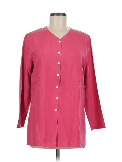 Pre-owned Talbots 3/4 Sleeve Silk Top Pink V-neck Tops