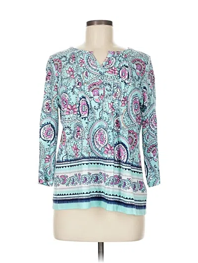 Pre-owned Talbots 3/4 Sleeve T-shirt In Blue