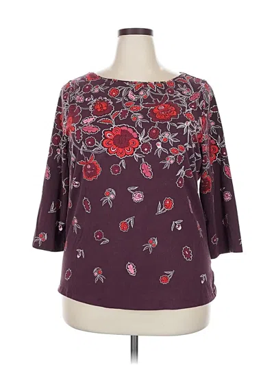 Pre-owned Talbots 3/4 Sleeve T-shirt In Burgundy