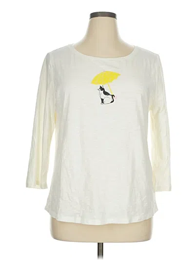 Pre-owned Talbots 3/4 Sleeve T-shirt In White