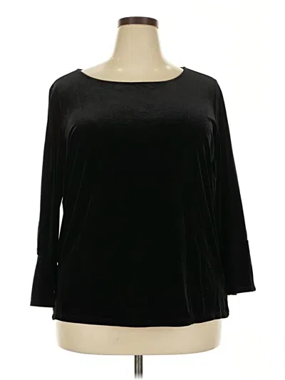 Talbots 3/4 Sleeve Top Black Boatneck Tops
