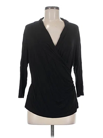 Pre-owned Talbots 3/4 Sleeve Top Black Plunge Neckline Tops