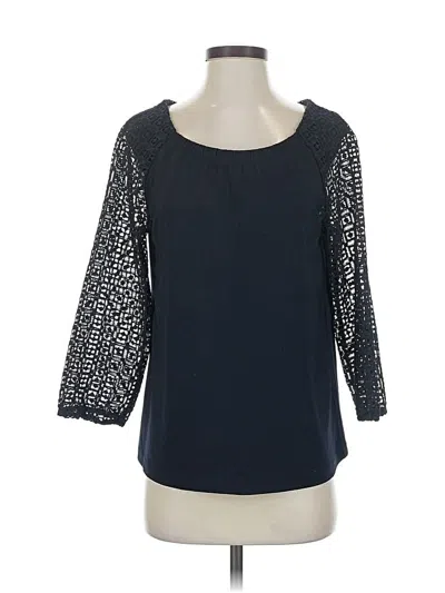 Pre-owned Talbots 3/4 Sleeve Top Black Square Neckline Tops