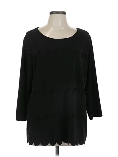 Pre-owned Talbots 3/4 Sleeve Top Black Sweetheart Neckline Tops