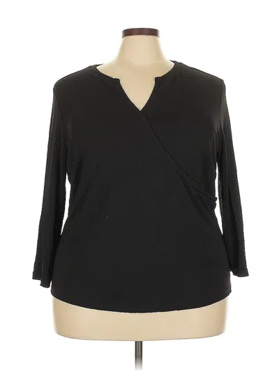 Pre-owned Talbots 3/4 Sleeve Top Black V-neck Tops