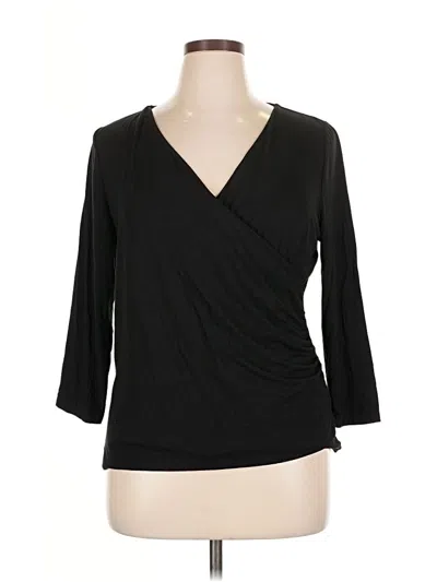 Pre-owned Talbots 3/4 Sleeve Top Black V Neck Tops