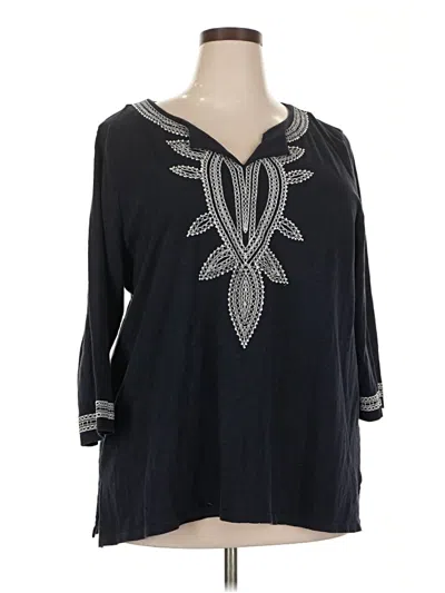 Pre-owned Talbots 3/4 Sleeve Top Black V Neck Tops
