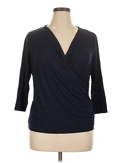 Pre-owned Talbots 3/4 Sleeve Top Black V-neck Tops