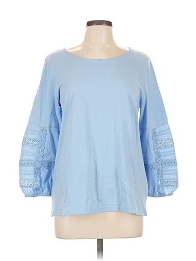 Pre-owned Talbots 3/4 Sleeve Top Blue Boatneck Tops