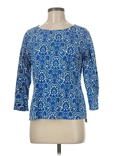 Pre-owned Talbots 3/4 Sleeve Top Blue Boatneck Tops