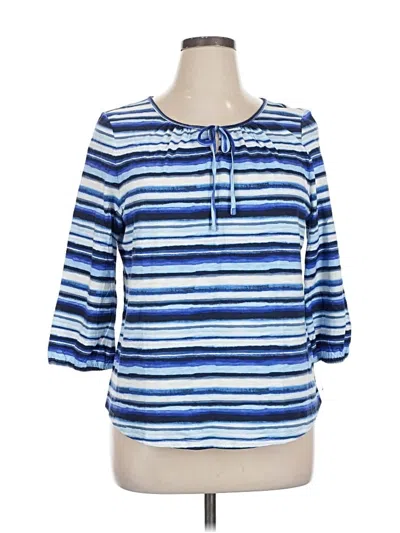 Talbots 3/4 Sleeve Top Blue Keyhole Neckline Tops